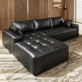 PATBRELA Sectional Sofa, 101" L-Shaped Deep Seat Cloud Couch, Modular Sofa with Back Cushion for Living Room Bedroom, PU Leather, No Assembly Required, Black (Left Facing Chaise)