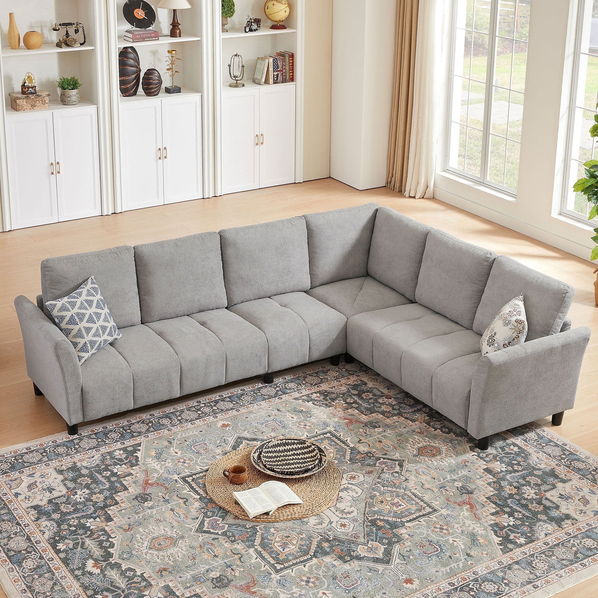  102" Convertible Sectional Sofa Couch,Upholstered Oversized Modern 6 Seat L Shaped Couch Corner Sofa Reversible Sofa Set for Living Room Apartment Office Studio