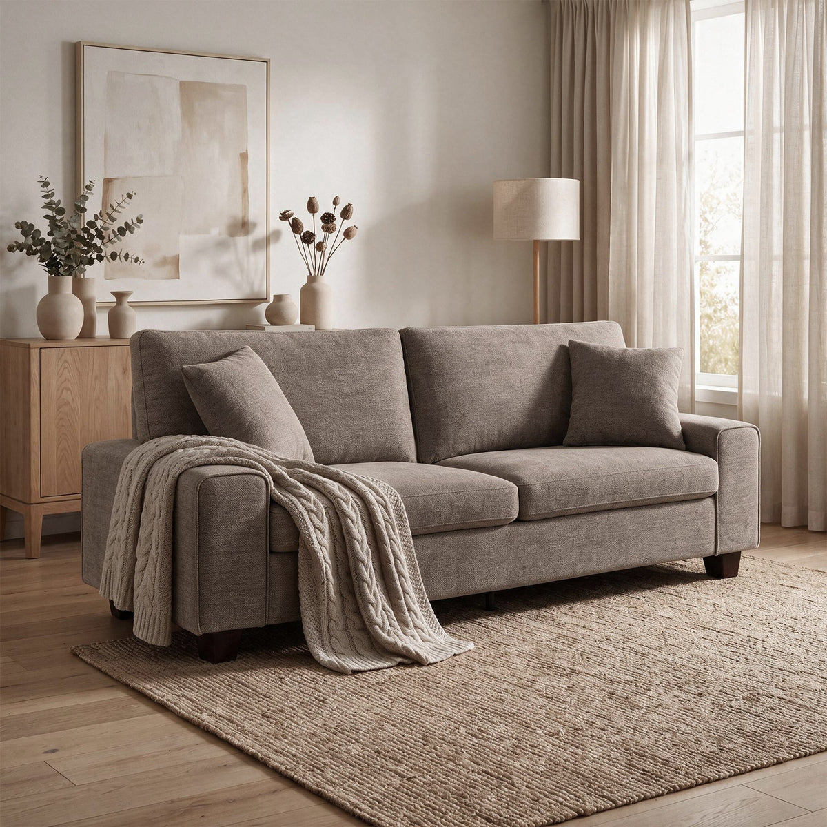 SOLIA 88.58" 3-Seat L-Shaped Sleeper Sectional Sofa Bed Chenille