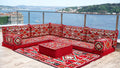Red Arabic Floor Seating, L Shaped Sofa Bed, Diwan Sofa, Turkish Red Sofa, Floor Cushion Seating, Modular Sofa, Sleeper Couch
