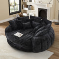 Rophefx 81.1" Oversized Round Chaise Lounge Sofa Bed,Fluffy Plush Cloud Couch with Deep Seat and 14 Pillows,Modern Comfy Couch for Living Room Apartment,Black