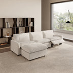 Sdorens Oversized Modular Sectional Sofa with Power Recliner,Cloud Heated Seat Reclining Couch,Charging Cup Holders,Deep L-Shaped 3 Seater with Ottoman,Beige