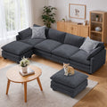  145.7" U Shaped Modular Sectional Sofa with Movable Ottomans, Corduroy Cloud Sofa Couch with 25.2" Deep Seat, Removable Washable Covers, 4-5 Seater Comfy Modular Sofa for Living Room Apartment