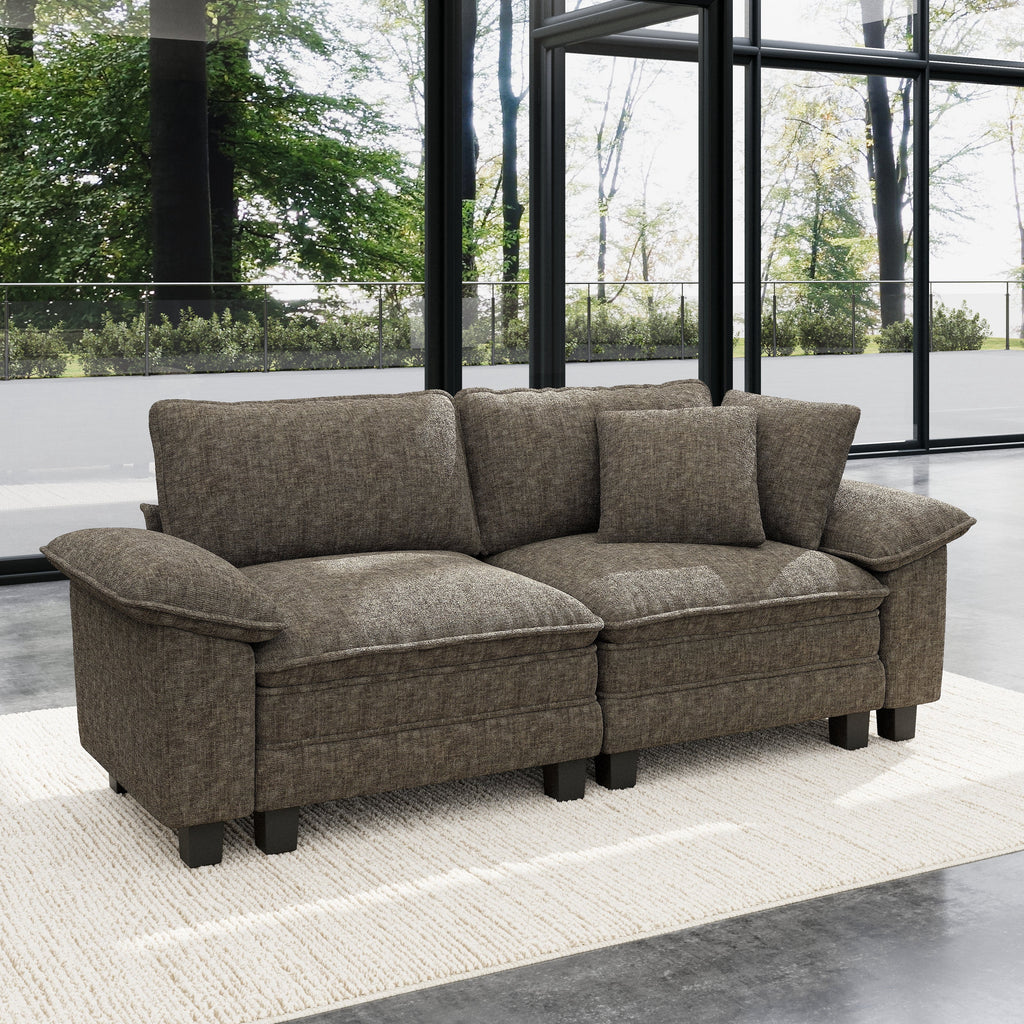 SOLIA 157.5" 6-Seat Cloud Modular Sectional Couch Chenille with Movable Ottoman