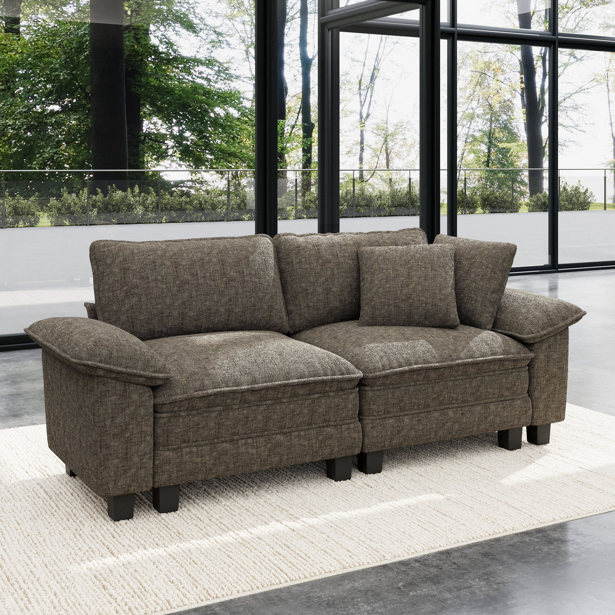 SOLIA 157.5" 6-Seat Cloud Modular Sectional Couch Chenille with Movable Ottoman