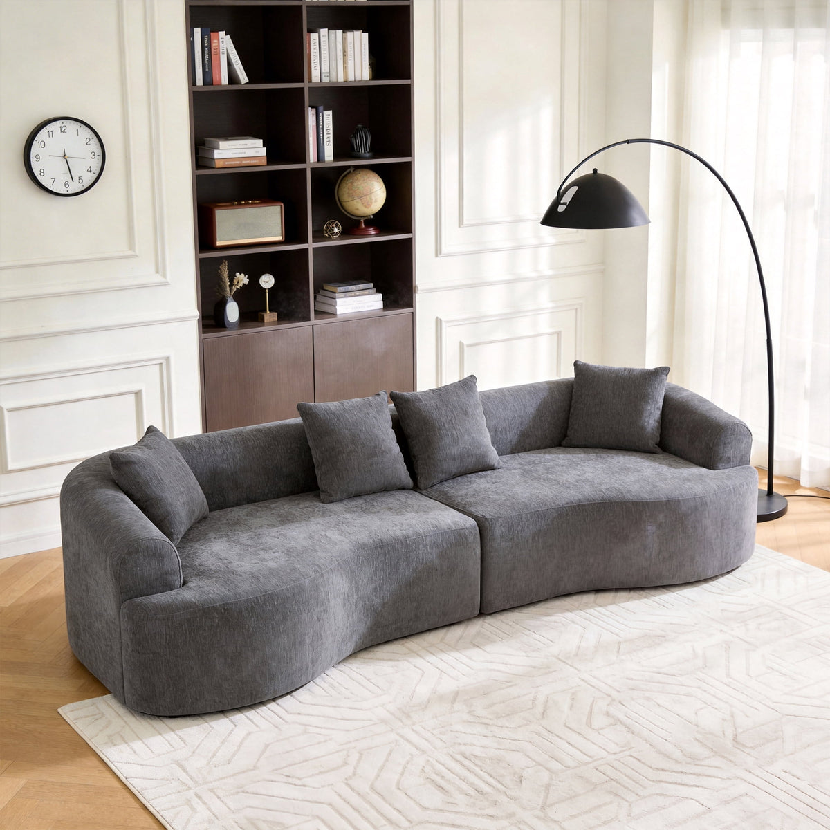 SOLIA 110" 4-Seat Curved Cloud Modular Sectional Couch Chenille