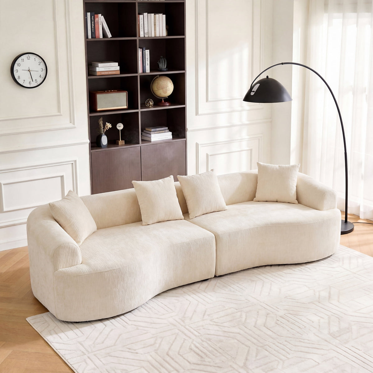 SOLIA 110" 4-Seat Curved Cloud Modular Sectional Couch Chenille