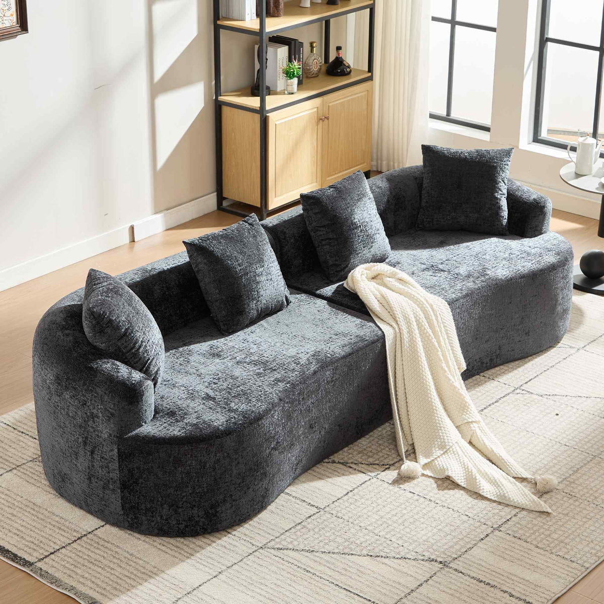 SOLIA 110" 4-Seat Curved Cloud Modular Sectional Couch Chenille