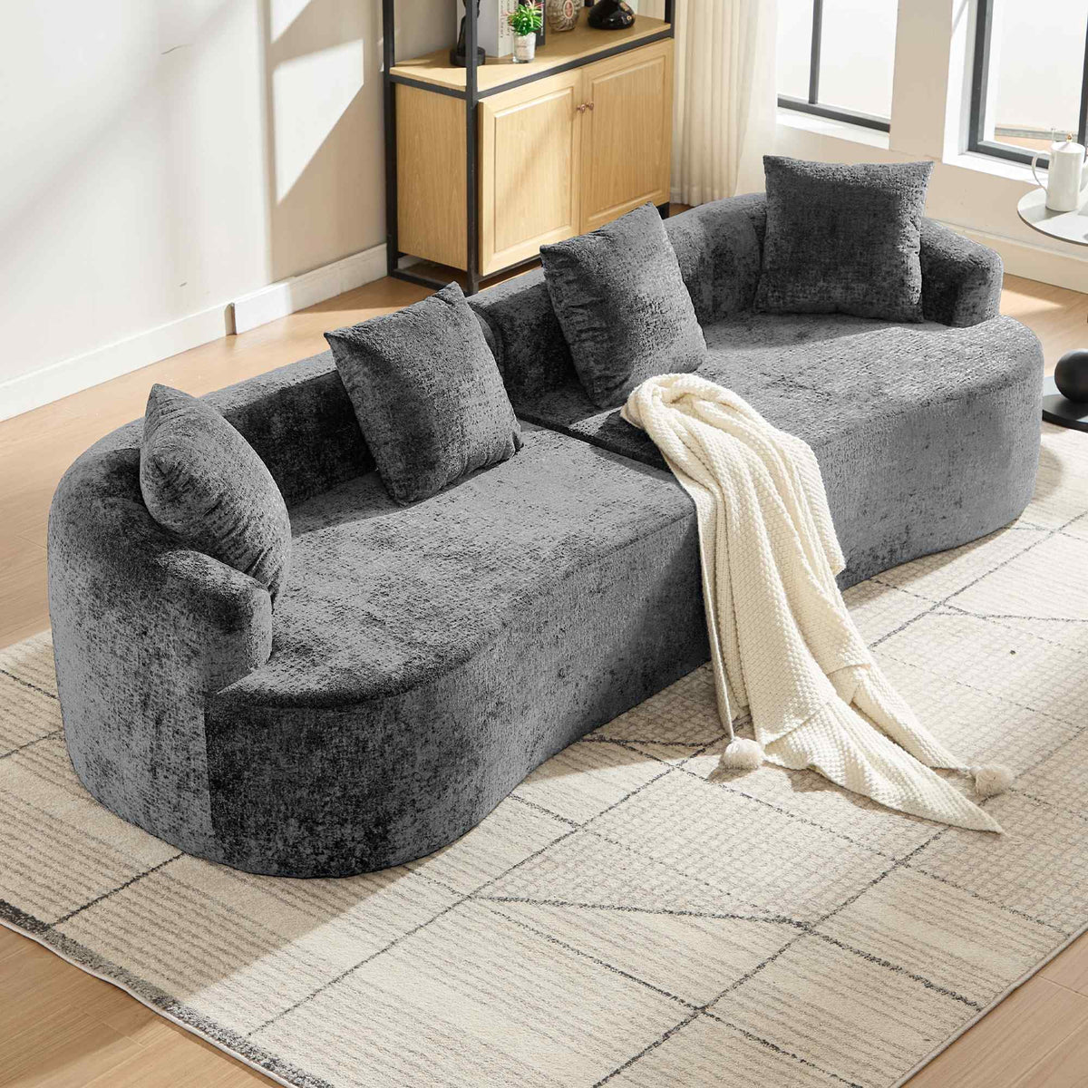 SOLIA 110" 4-Seat Curved Cloud Modular Sectional Couch Chenille