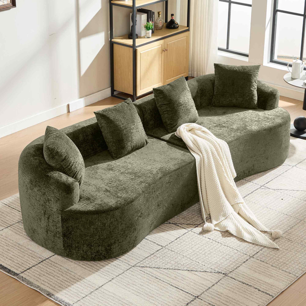 SOLIA 110" 4-Seat Curved Cloud Modular Sectional Couch Chenille