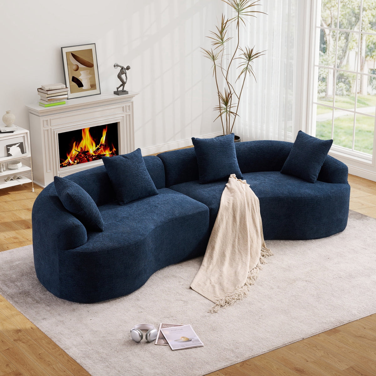 SOLIA 110" 4-Seat Curved Cloud Modular Sectional Couch Chenille