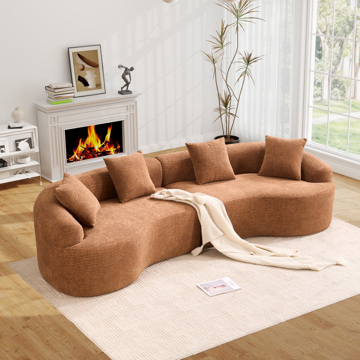 SOLIA 110" 4-Seat Curved Cloud Modular Sectional Couch Chenille