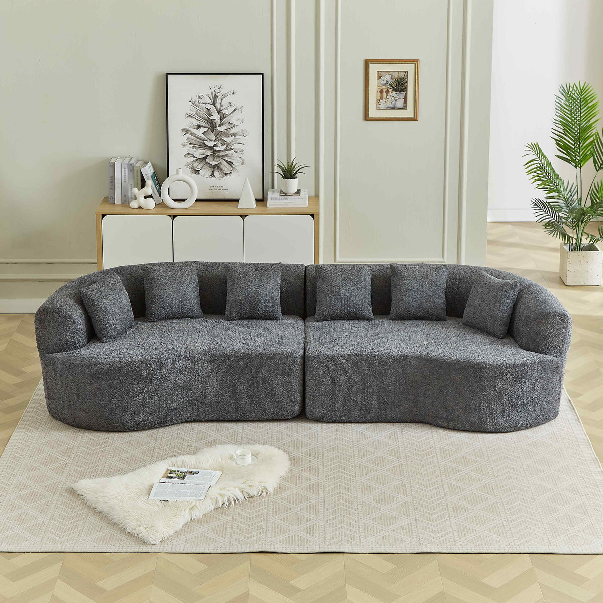 SOLIA 110" 4-Seat Curved Cloud Modular Sectional Couch Chenille