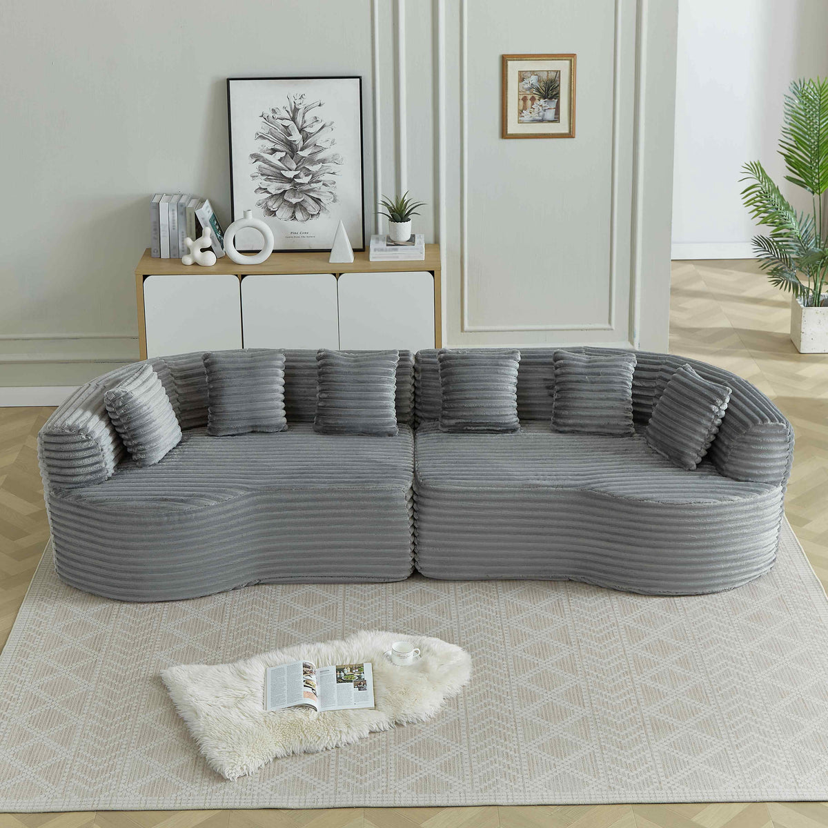 SOLIA 110" 4-Seat Curved Cloud Modular Sectional Couch Chenille