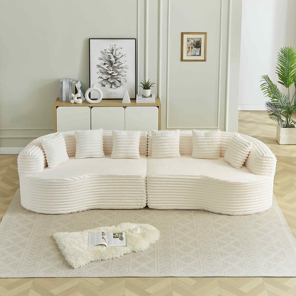 SOLIA 110" 4-Seat Curved Cloud Modular Sectional Couch Chenille