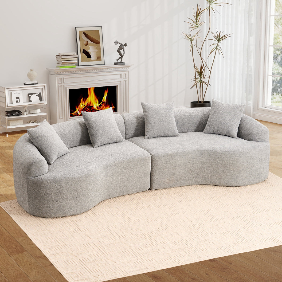 SOLIA 110" 4-Seat Curved Cloud Modular Sectional Couch Chenille