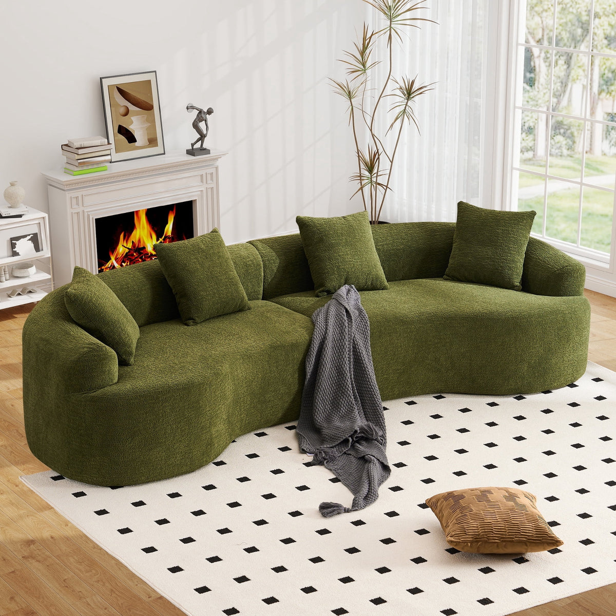 SOLIA 110" 4-Seat Curved Cloud Modular Sectional Couch Chenille