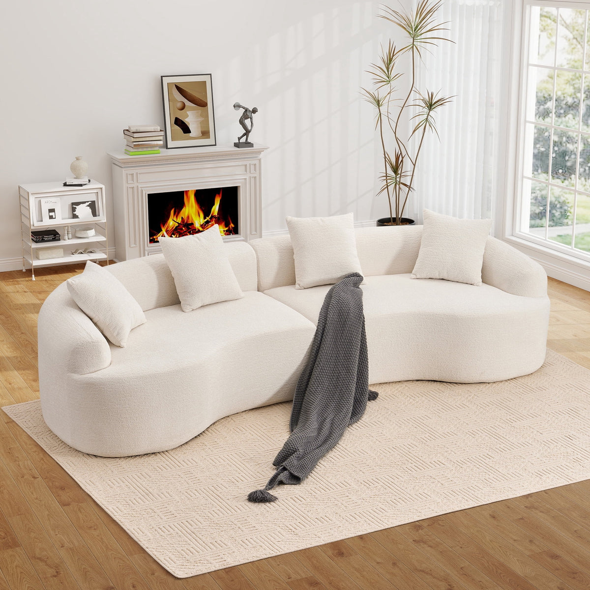 SOLIA 110" 4-Seat Curved Cloud Modular Sectional Couch Chenille