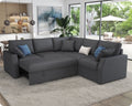 VANACC 85" L-Shaped Sleeper Sofa Bed with Storage, Grey Linen Couch