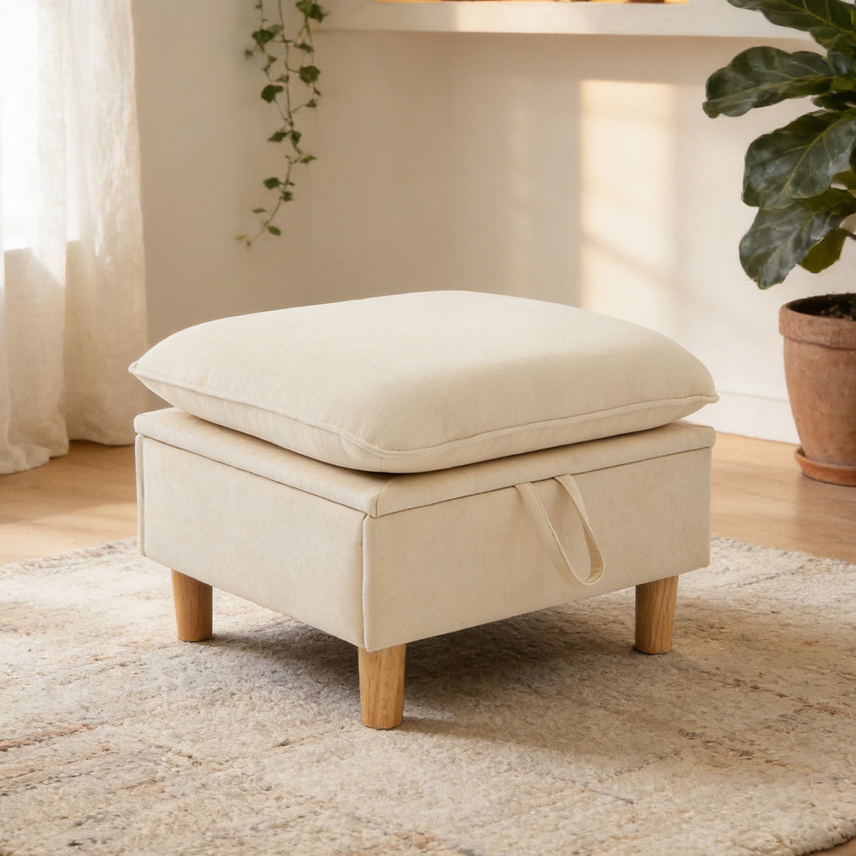 SOLIA 4-Seat U-Shaped Sleeper Sectional Sofa Bed Chenille with Storage Ottoman
