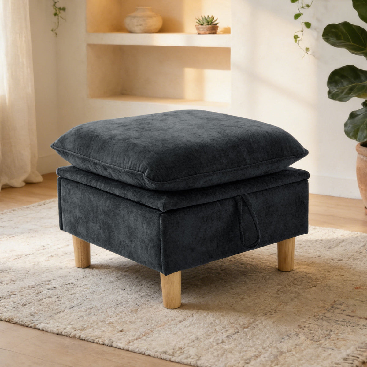 SOLIA 4-Seat U-Shaped Sleeper Sectional Sofa Bed Chenille with Storage Ottoman