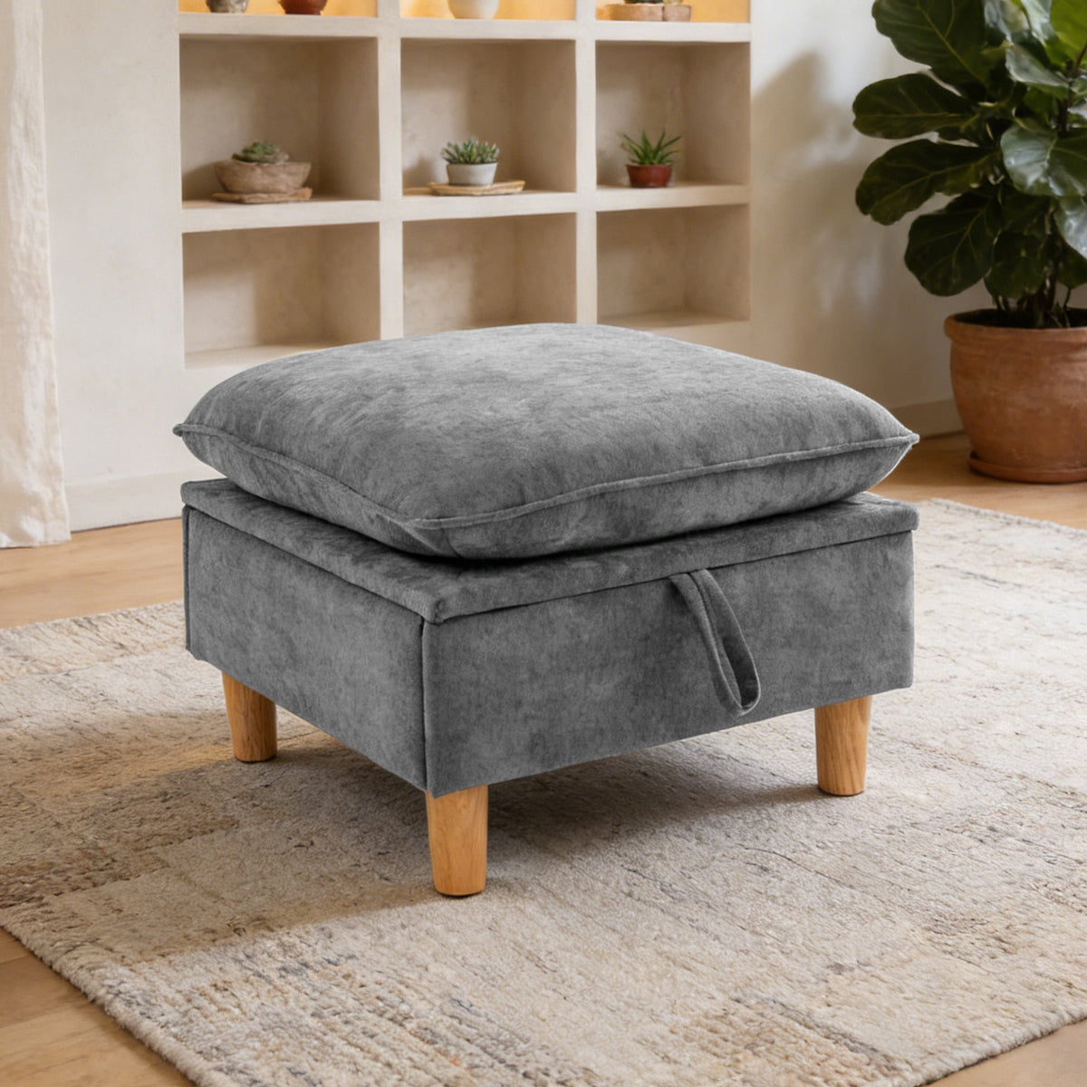 SOLIA 4-Seat U-Shaped Sleeper Sectional Sofa Bed Chenille with Storage Ottoman