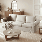 Vorthio 89" 3-Seater Farmhouse Sofa, Deep Seat Couch with High Back Support, Removable Washable Cover, Rolled Arms, Grey
