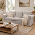 Vorthio Life 89" Farmhouse 3-Seater Sofa, Deep Seat Couch with High Back Support, Washable Removable Cover, Rolled Arms, Gray