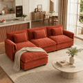 WACASA 120" Oversized Modular Sectional Sofa, 3-Seater Chenille Deep Seat Modern Sofa Couch for Living Room, Terracotta Orange