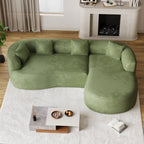 Wiilayok 110" Chenille L Shaped Sectional Sofa,Curved Sofa Couch with Right Chaise,Cloud Compression Deep Seat Sofa Couches for Living Room,No Assembly,Green