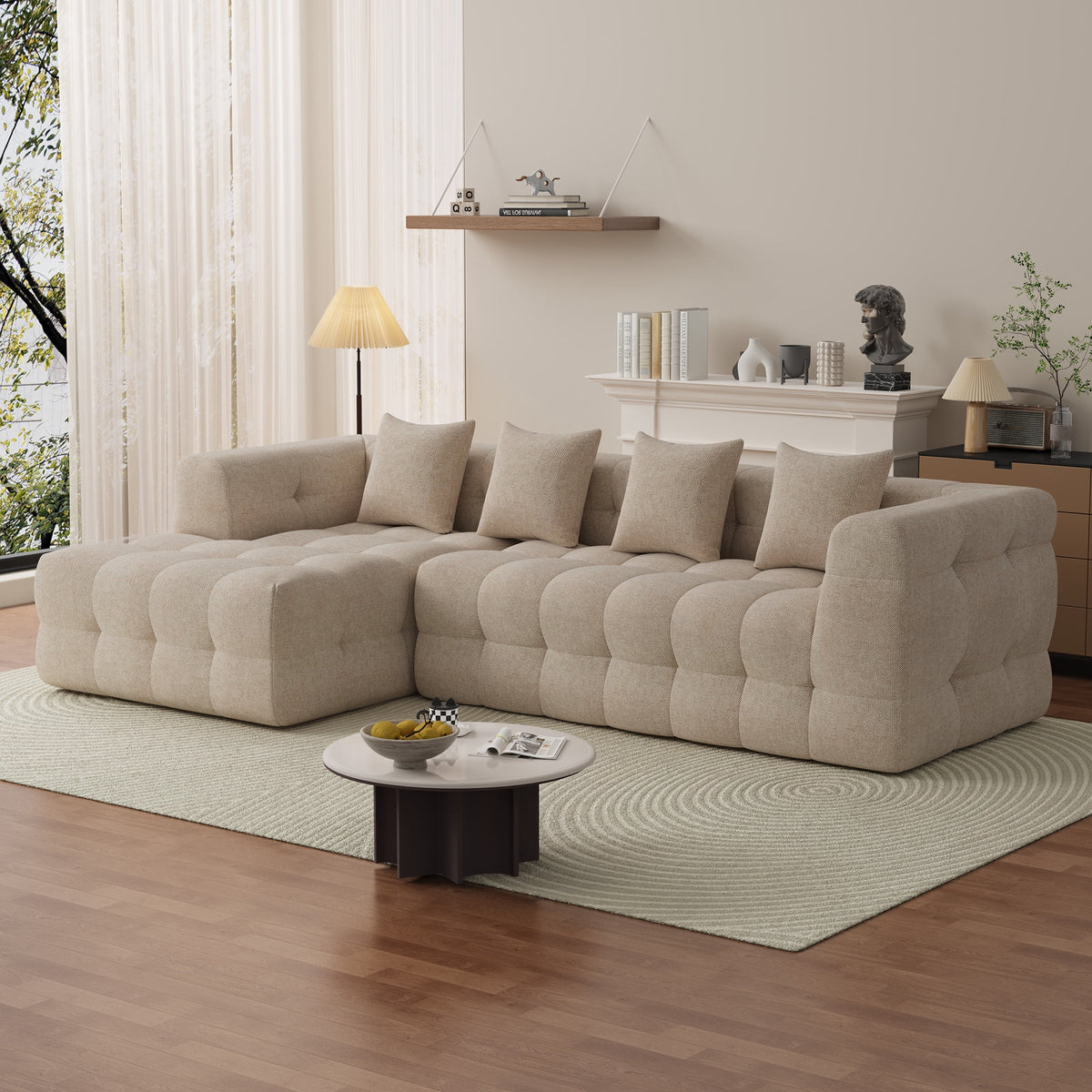 SOLIA 120" L-Shaped Cloud Modular Sectional Couch Chenille with Chaise Lounge