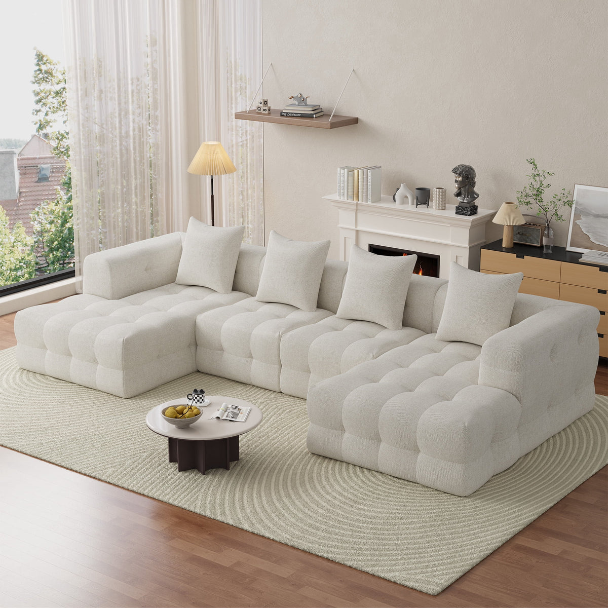 SOLIA 120" L-Shaped Cloud Modular Sectional Couch Chenille with Chaise Lounge