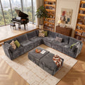 XIZZI 127.5" Modular Sectional Sofa,9-piece Oversized Cloud Couch with Deep Seat,U-Shaped Modern Sectional Couches with Removable Ottoman for Living Room,Gray