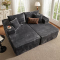 XIZZI Oversized Chaise Lounge Chair Indoor Double, Modular Sectional Sofa with Plush Corduroy, Sleeper Sofa Boneless Couch for Living Room Bedroom, No Assembly Required, Gray
