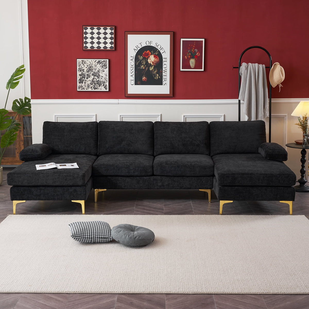 SOLIA U-Shaped Modular Sectional Sofa Couch Chenille with Chaise Lounge