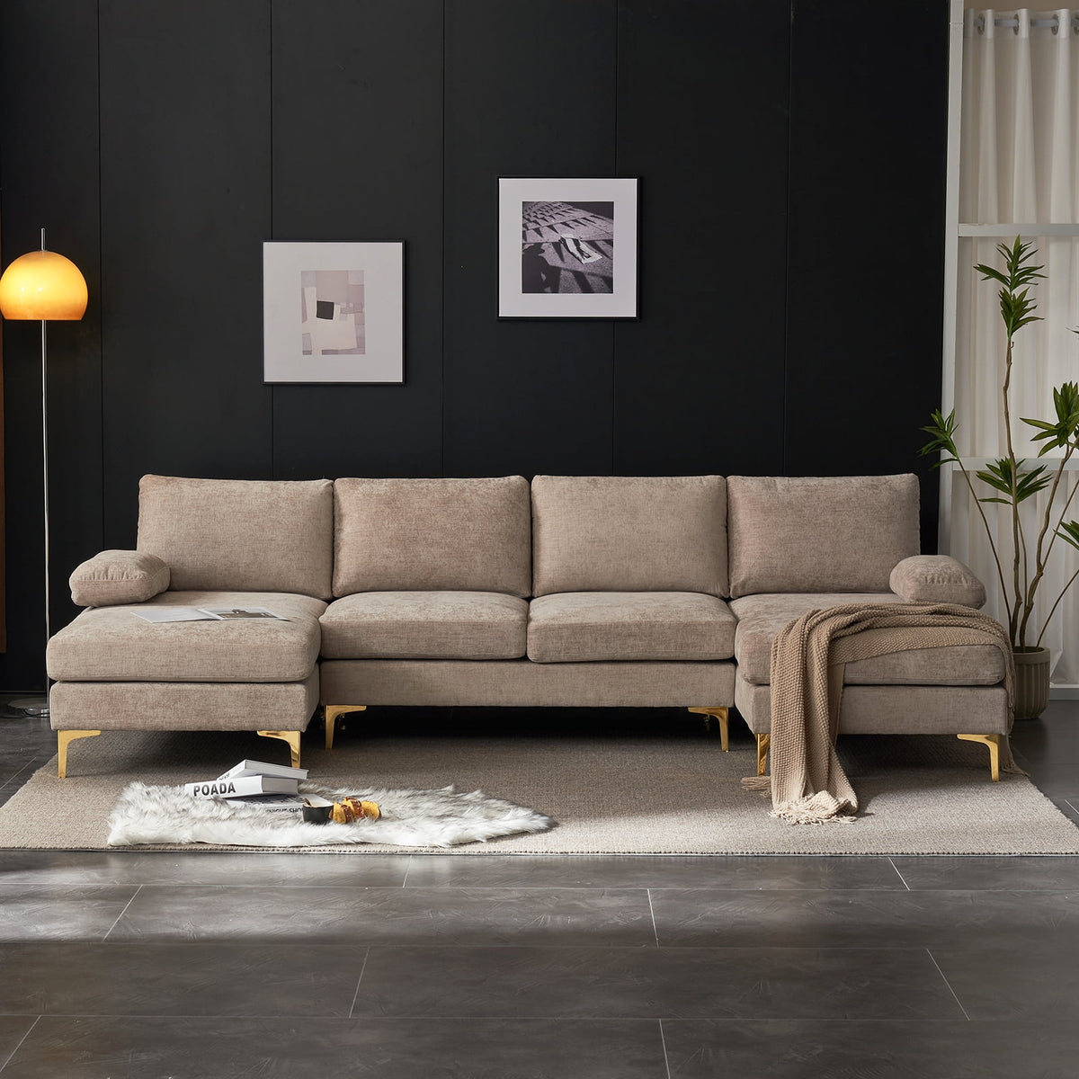 SOLIA U-Shaped Modular Sectional Sofa Couch Chenille with Chaise Lounge