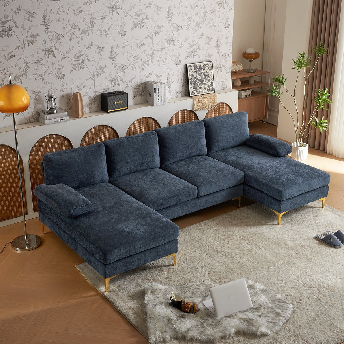 SOLIA U-Shaped Modular Sectional Sofa Couch Chenille with Chaise Lounge