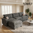DoMaDing 108" L Shaped Modular Sectional Cloud Sofa, Sofa Couch for Living Room, Comfortable Couch with Modular Design, Sturdy Frame, Dark Gray