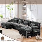 FFH 173.2" Modular Sectional Sofa, U Shaped Couch for Living Room, 4-Seater Comfy Cloud Couch with Deep Seat (Chenille Dark Gray, 4 Seater with 2 Ottomans)