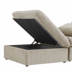 The Magic Home 118" Sofa Couch, Cloud Modular Sectional Sofa with Removable Storage Ottoman, L Shaped Linen Modern Comfy for Living Room, Apartment, Office, DIY Combination, 3 Seater Khaki Couch