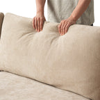 The Magic Home Modular Sofa & Sectional Sofa - L Shaped Deep Seat Cloud Couch in Soft Linen Blend Fabric,Perfect for Apartment & Small Space Living,3-seat Sofa with Ottoman,Khaki Couch