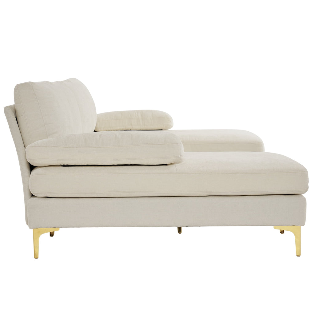 Zimtown Convertible Sectional Sofa,U Shaped Couch with Double Reversible Chaise, Chenille Fabric Fabric Sectional Couch with Metal Feet Beige