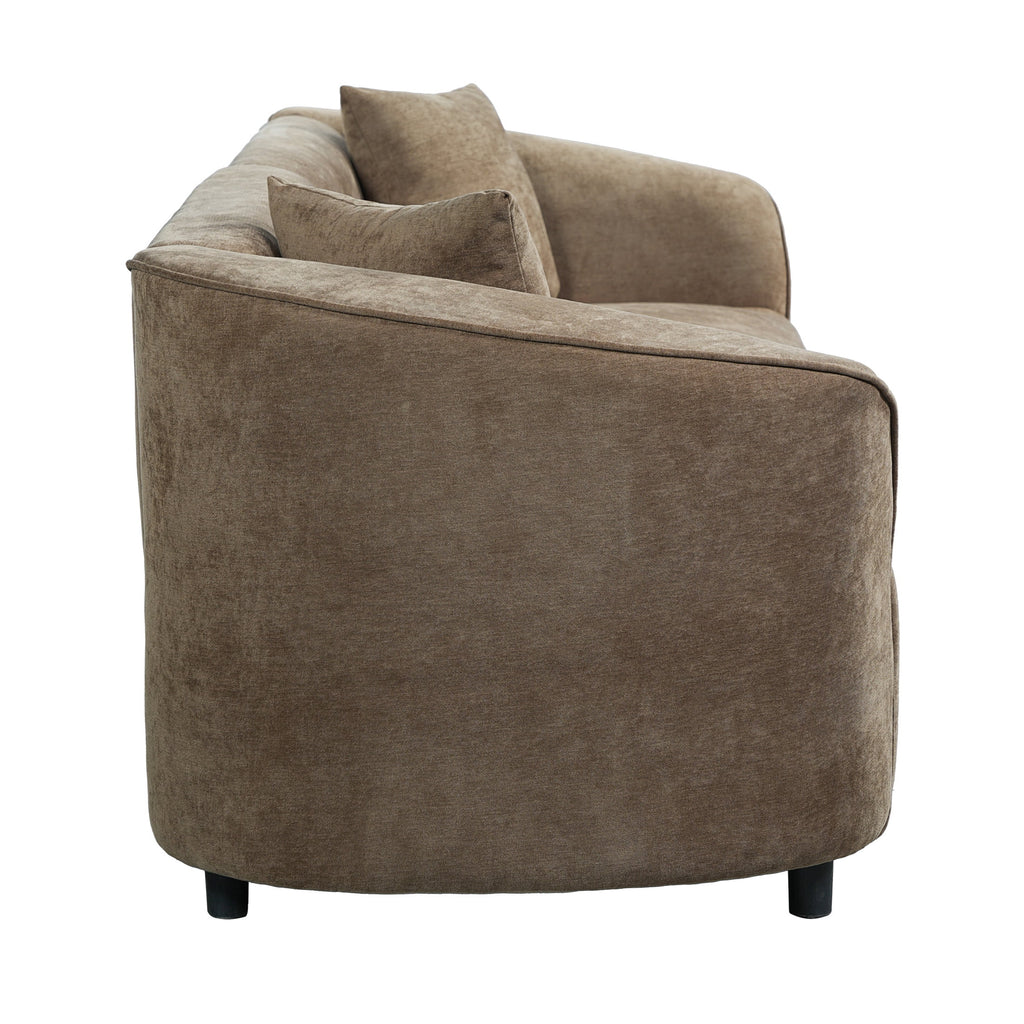 Christopher Knight Home 87" Curved Contemporary Fabric Sofa in Plush Seating, Streamlined Design Durable Frame, Brown