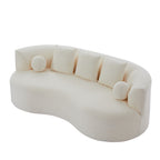 Christopher Knight Home 90" Curved Boucle Sofa with Pillows, Modern 3-Seat Upholstered Couch, White