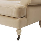 Jennifer Taylor Home Alana 88" Lawson Living Room Two-Cushion Tightback Sofa Couch with Metal Casters, Fawn Brown