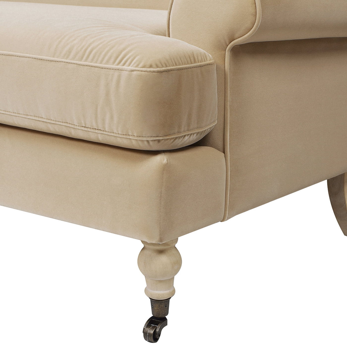 Jennifer Taylor Home Alana 88" Lawson Living Room Two-Cushion Tightback Sofa Couch with Metal Casters, Fawn Brown