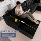 BYBYME Cloud Sectional Couch with U-Shape Chaise Modern Comfy Modular Corduroy Sofa for Living Room,Tufted 6-Seat Sleeper Chair with 2 Ottoman,Sofa in A Box,No Assembly Required,Black