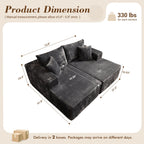 XIZZI Oversized Chaise Lounge Chair Indoor Double, Modular Sectional Sofa with Plush Corduroy, Sleeper Sofa Boneless Couch for Living Room Bedroom, No Assembly Required, Gray