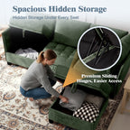 Advwin 7-Seater Oversized Modular Sectional Sofa with Ottoman & Storage Under Each Seat, Chenille Convertible Comfy Couch Sleeper with Extra Wide & Deep Seat for Living Room, Dark Green