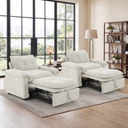  Set of 2 3-in-1 Pull Out Sofa Bed Chairs, Soft Fabric Convertible Design with Side Storage, White